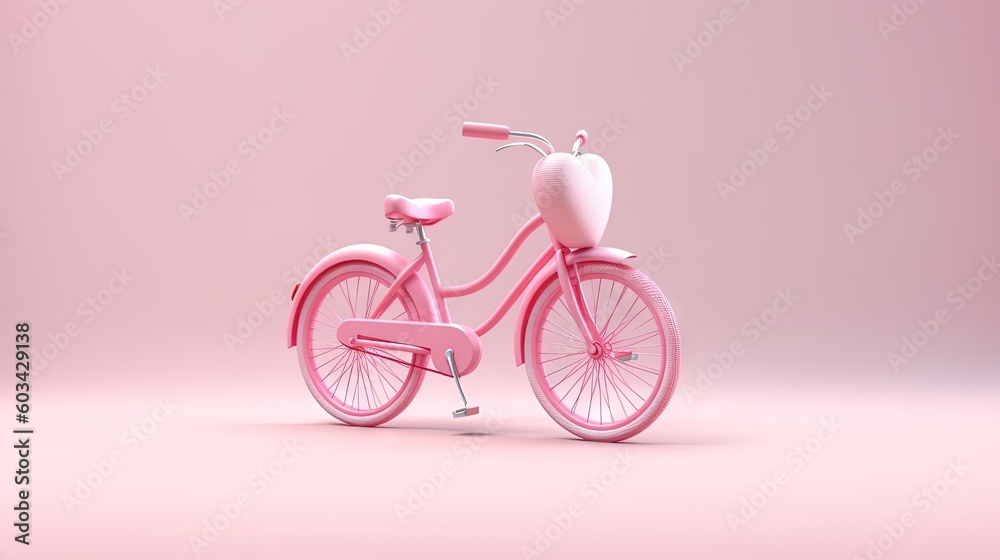  a pink bike with a pink seat and a pink background is shown in this image, it is a pink bike with a pink seat and a pink background is also a pink.  generative ai