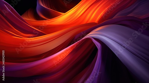  an abstract image of a red, purple, and orange wavy design on a black background with space for text or a logo to be added. generative ai