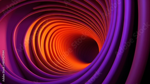  an abstract photo of an orange and purple tube with a black background and a black background with a red and orange tube in the center.  generative ai
