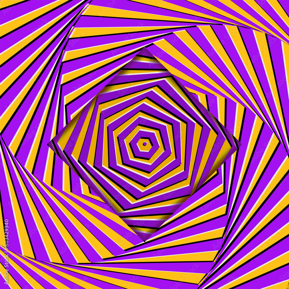 Optical illusion Design. Moving visual hypnotic optic art. Vector