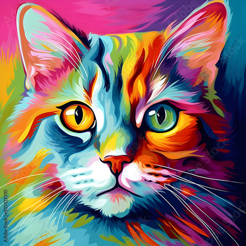 Colorful painting of a cat © Nicolas