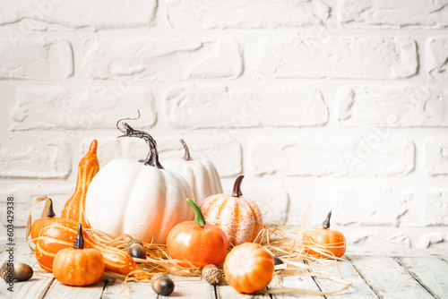 autumn decorations with pumpkins