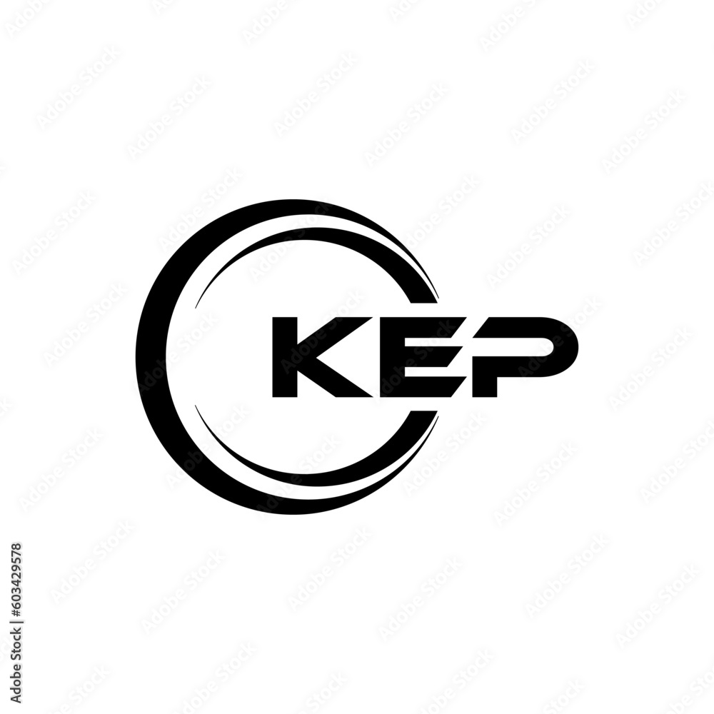 KEP letter logo design with white background in illustrator, cube logo