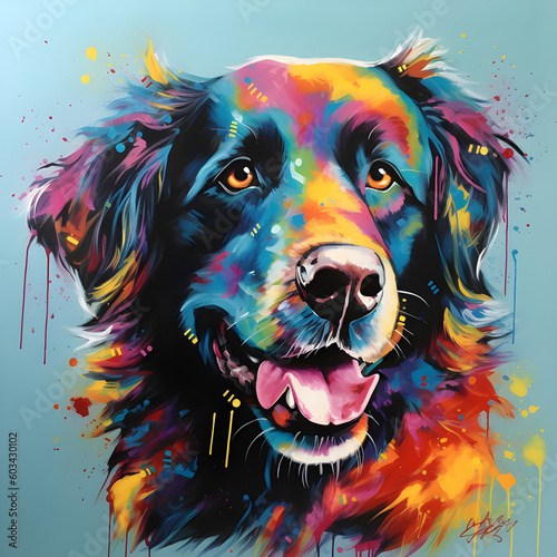 Colorful painting of a dog