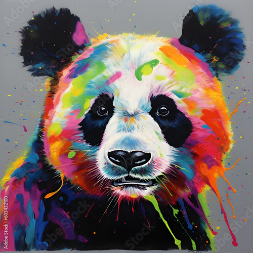 Colorful painting of a panda
