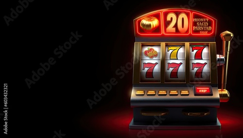 Banner Of Isolated Casino Slot Machine Background Generative AI © Johnathan
