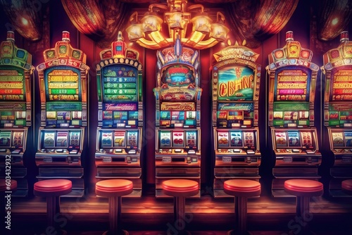Multi Color Casino Slot Machines Design Generative AI
