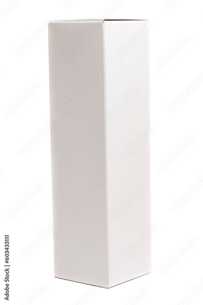 white cardboard champagne box isolated on white background white cardboard champagne box isolated on white background