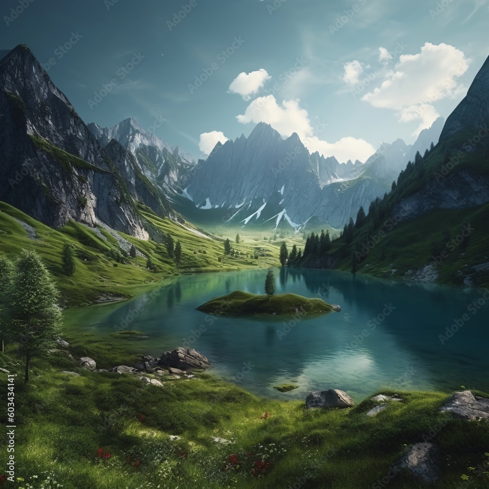 picturesque mountain lake