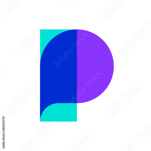 Letter P chat bubble overlapping color logo design