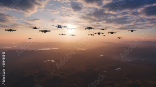 Autonomous Drone Fleet Managed by AI © VisualMarketplace