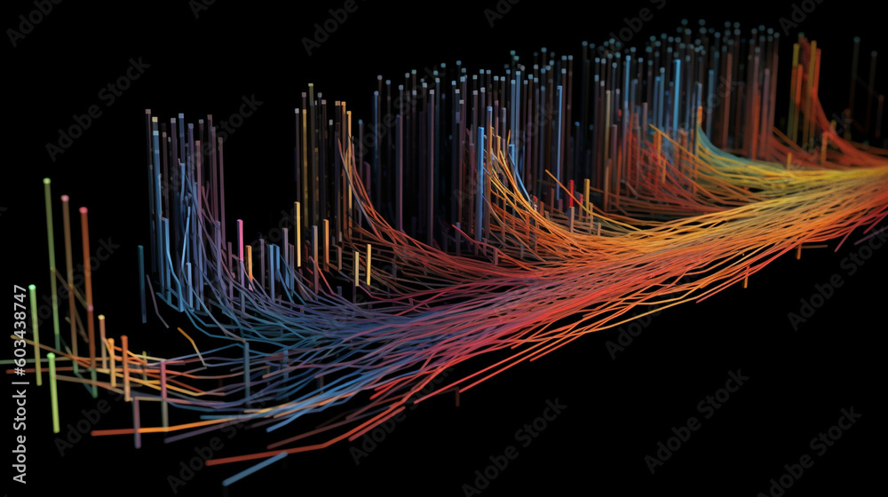 A visualization of data packets flowing through interconnected servers ...