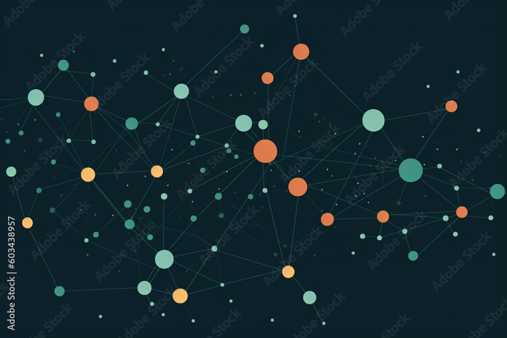 A simple graphic representation of interconnected dots symbolizing network connections Generative AI A simple graphic representation of interconnected dots symbolizing network connections Generative AI