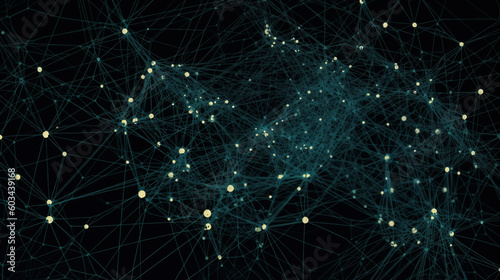 A network of interconnected constellations represented by dots, illustrating the celestial network Generative AI