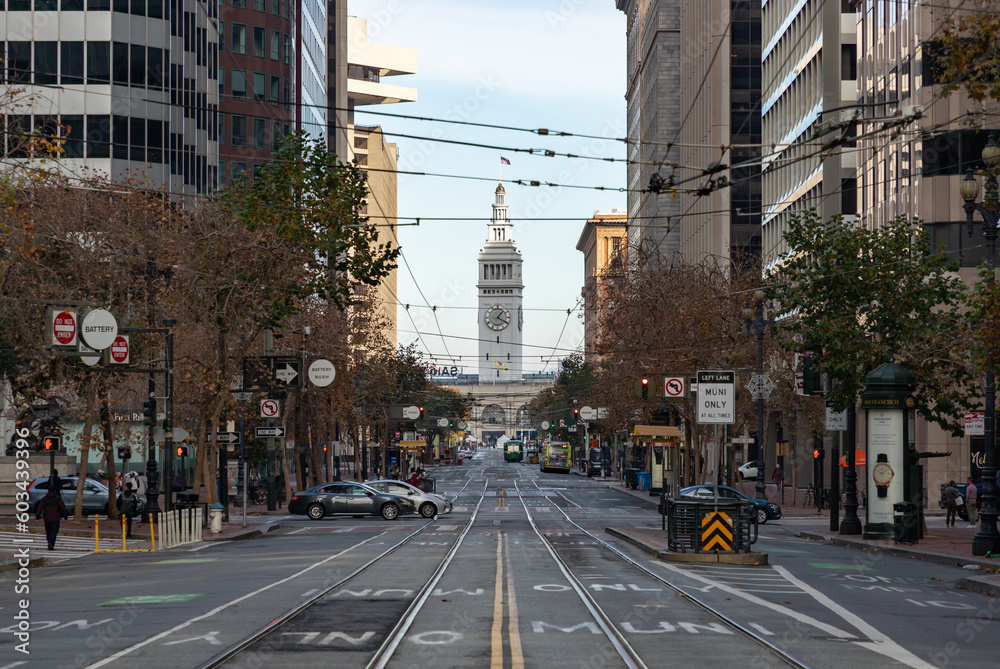 Market Street and Ferry Building in San Francisco