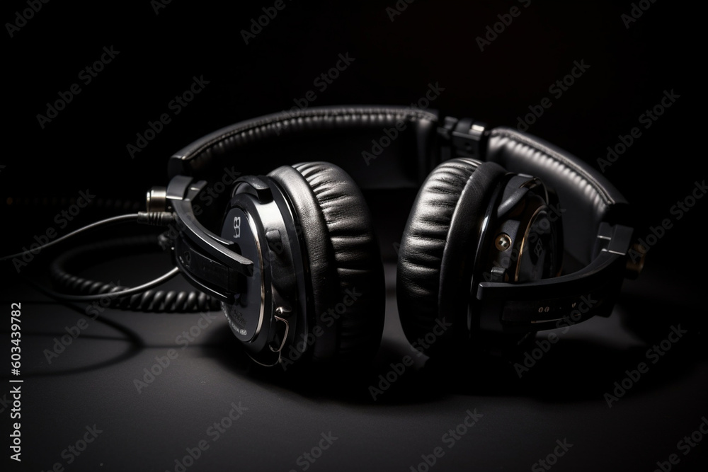 A refined and uncluttered picture of DJ headphones with clean and adjustable components Generative AI A refined and uncluttered picture of DJ headphones with clean and adjustable components Generative AI