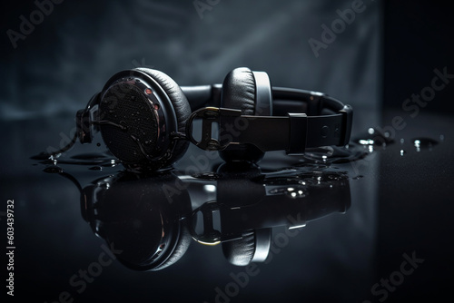 A clean and unambiguous photograph of gaming headphones with a minimalistic design Generative AI photo