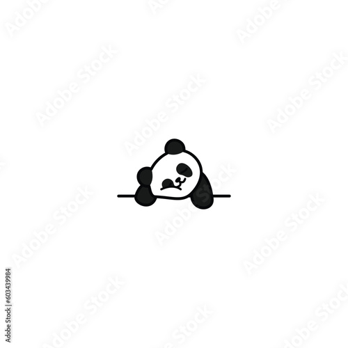 Cute lazy panda sleeping cartoon, vector illustration