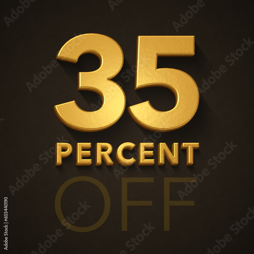 3d letters on dark background, 3d illustration, offer, 35% off
