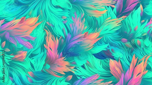  a colorful background with a lot of feathers on it's sides and a lot of feathers on the back of the feathers, all in different colors.  generative ai