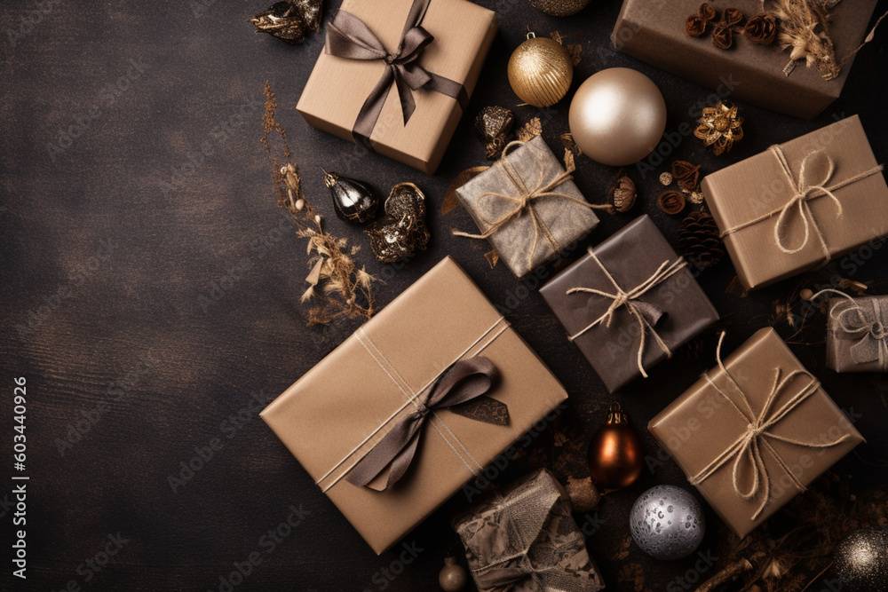 Naklejka premium A bunch of presents with a ribbon tied around them