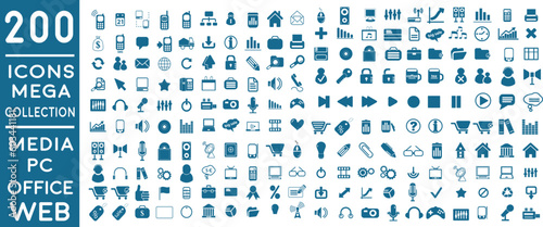 set of icons | premium Quality Universal pack with PC,MEDIA AND WEB OFFICE MEGA Icon pack with addition Normal Routine Big Icon Collection Vector Design Eps 10.