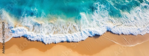 Seaside Escape: Aerial Drone Photography of Ocean Waves as Beautiful Summer Vacation Background