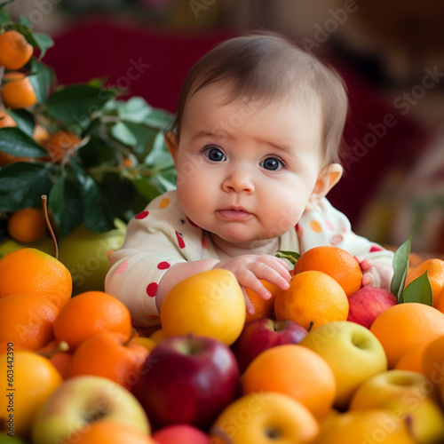 Für eine grünere Zukunft: Ein fruitarian Baby entdeckt die Welt photo