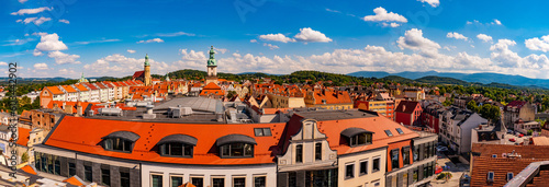 02 08 2022: panorama top view of the market square in old town of Jelenia Gora, Poland photo