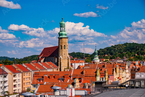 02 08 2022: top view of the market square in old town of Jelenia Gora, Poland photo