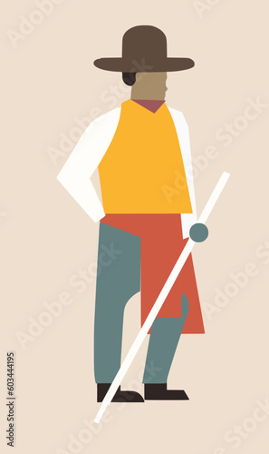 matador in flat bauhaus style