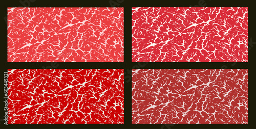 Vector meat background or pattern collection. Beef, pork and lamb meat textures Vector illustration