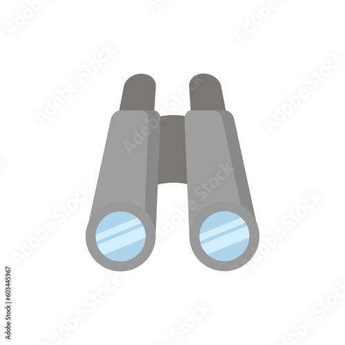 Binoculars isolated on white background. Cartoon optical instrument. Camping item viewing distant objects. Flat tool with glass lenses. Vector illustration