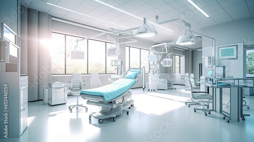 Empty operating room with medical equipment Modern operating room interior  fully equipped  ready for operation AI generated.