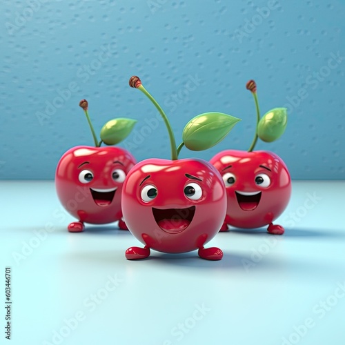 Cute Cartoon Cherries Chara...
