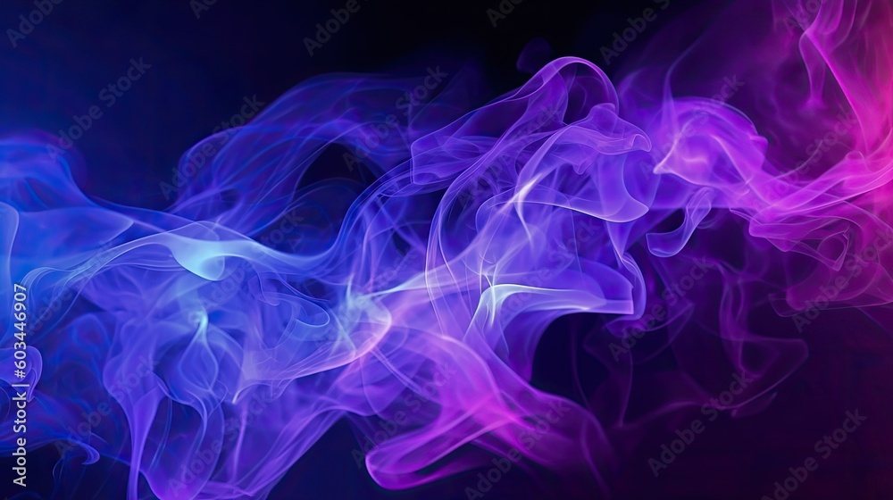 Neon blue and pink led lines on futuristic dark background,AI generated.