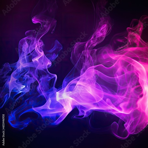 Futuristic conceptual world,Abstract smoke over the asphalt illuminated by multicolored neon lights,AI generated.
