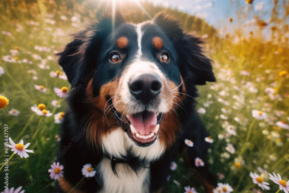 Portrait of cute bernese shepherd outdoors Portrait of cute bernese shepherd outdoors