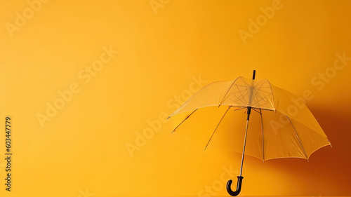 Yellowa umbrella on yellow background (Generative AI)