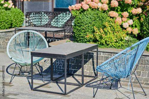 Fototapeta Naklejka Na Ścianę i Meble -  Outdoor furniture in the outdoor terrace cafe