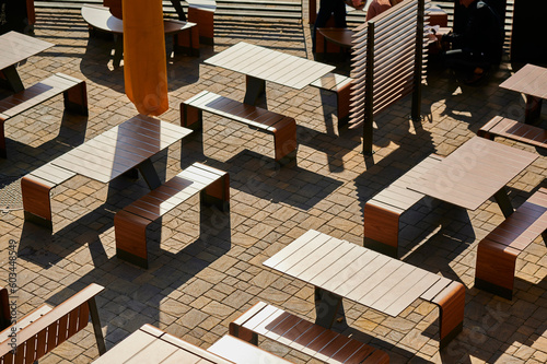 Cabinet modular furniture, tables and seating for outdoor visitors