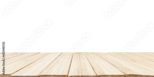 Empty wooden table and transparent background, product display template, PNG