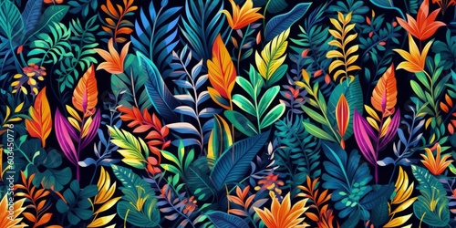 Tropical pattern background. Illustration AI Generative.