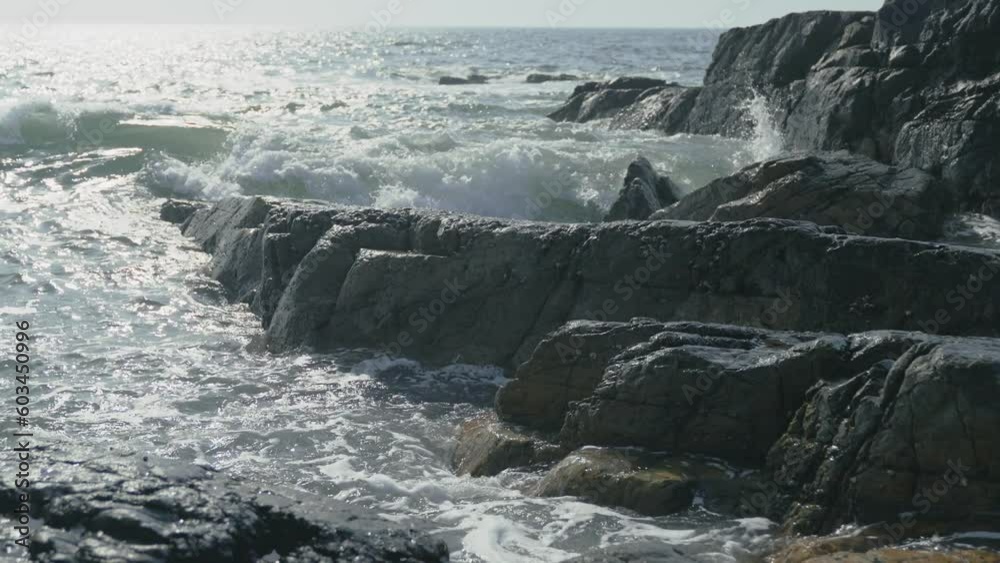 ocean coastline where waves break against the rocks ocean coastline where waves break against the rocks