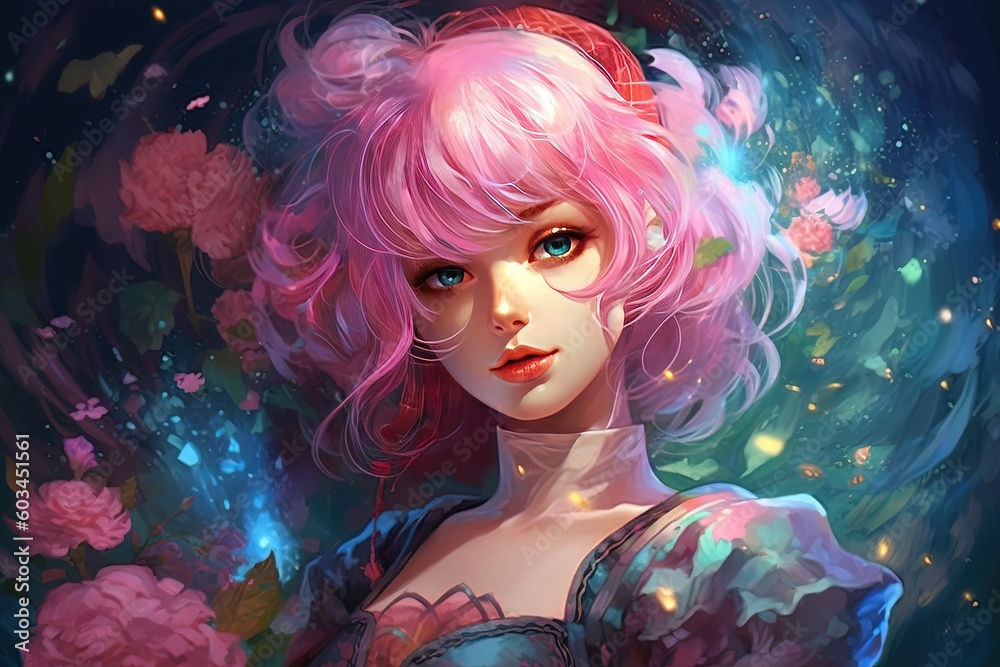 The Vibrant World of Anime Art Exploring Colorful Animations and Bright Pink Hair Generative AI