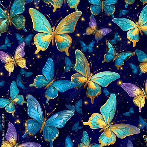 seamless pattern with butterflies Ai Generative