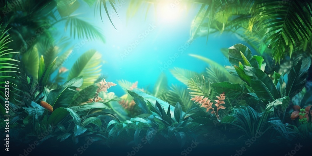 Obraz premium Magic tropical background. Illustration AI Generative.