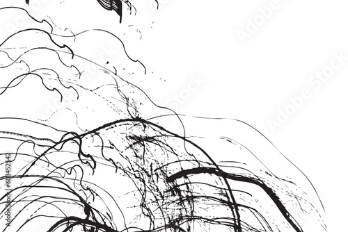 Monochromatic stop freeze frame of black and white grunge pencil doodle scribbles lines on white background. Coal line sketch. Vector.