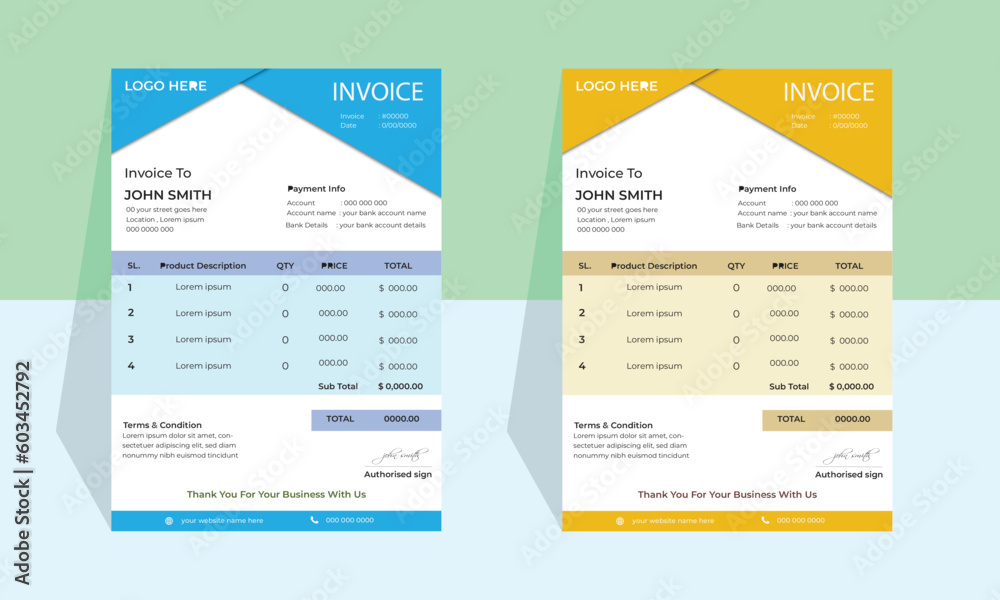 simple & modern invoice design template 