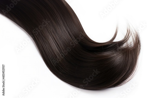 Long black hair isolated on white background. Health And Beauty Concept. Generative AI